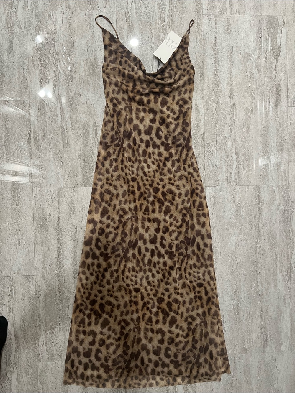Zara Brown Leopard-Print Maxi Dress